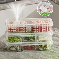 Boîte de rangement pour réfrigérateur, bac à légumes pour repas emballés, plastique de qualité alimentaire scellé, viande congelée, stockage réfrigéré à 2/3 compartiments 3