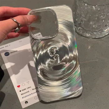 For iPhone 16 Pro Case Water Ripple Vortex Pattern Laser Glitter Phone Case For iPhone 15 14 13 11 12 Pro Max Clear Frame Cover 1