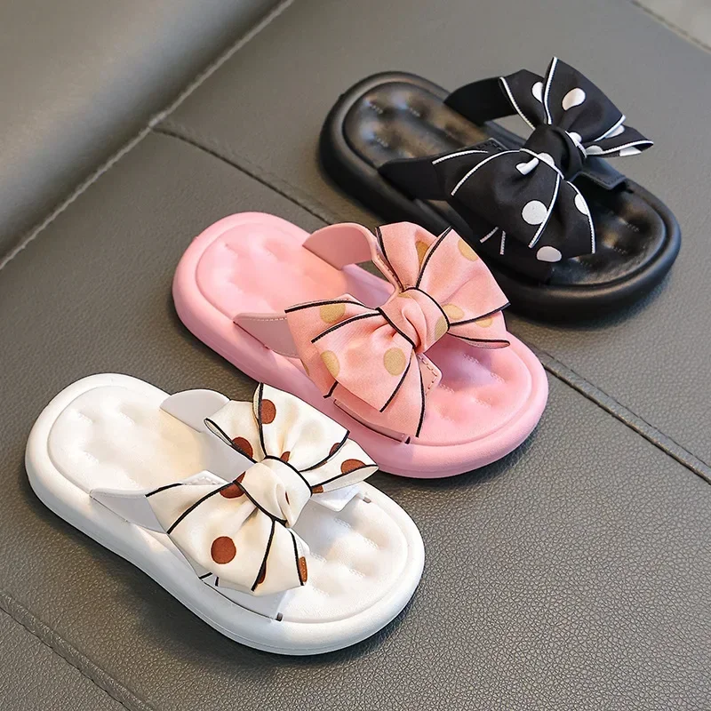 Summer Girls' Slipper for Children Wearing Non-slip Soft Soled Bow Tie Kids Inside Garden Princess Indoor Baby's Beach Sandals