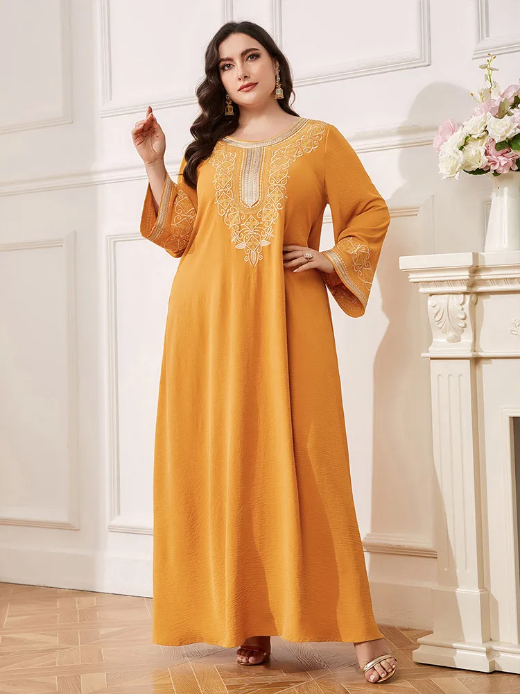 

Eid Ramadan Abaya Embroidery Muslim Women Loose Long Maxi Dress Turkey Dubai Kaftan Arab Party Gown Caftan Jalabiya Vestido Robe