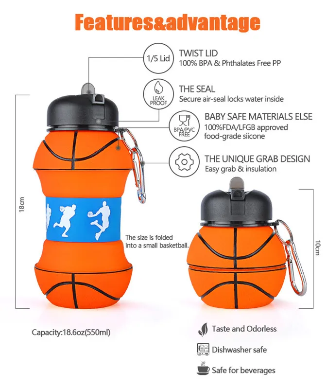 Collapsible Water Bottle HydroPouch!(TM) 22 oz. Football