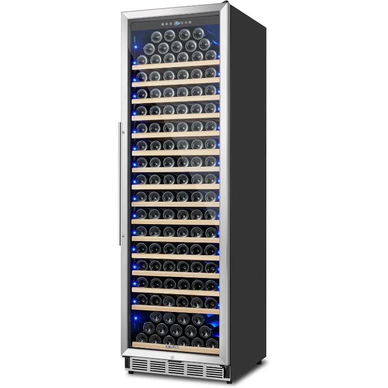 200 Bottle Large Wine Cooler Refrigerator with Beechwood Shelves