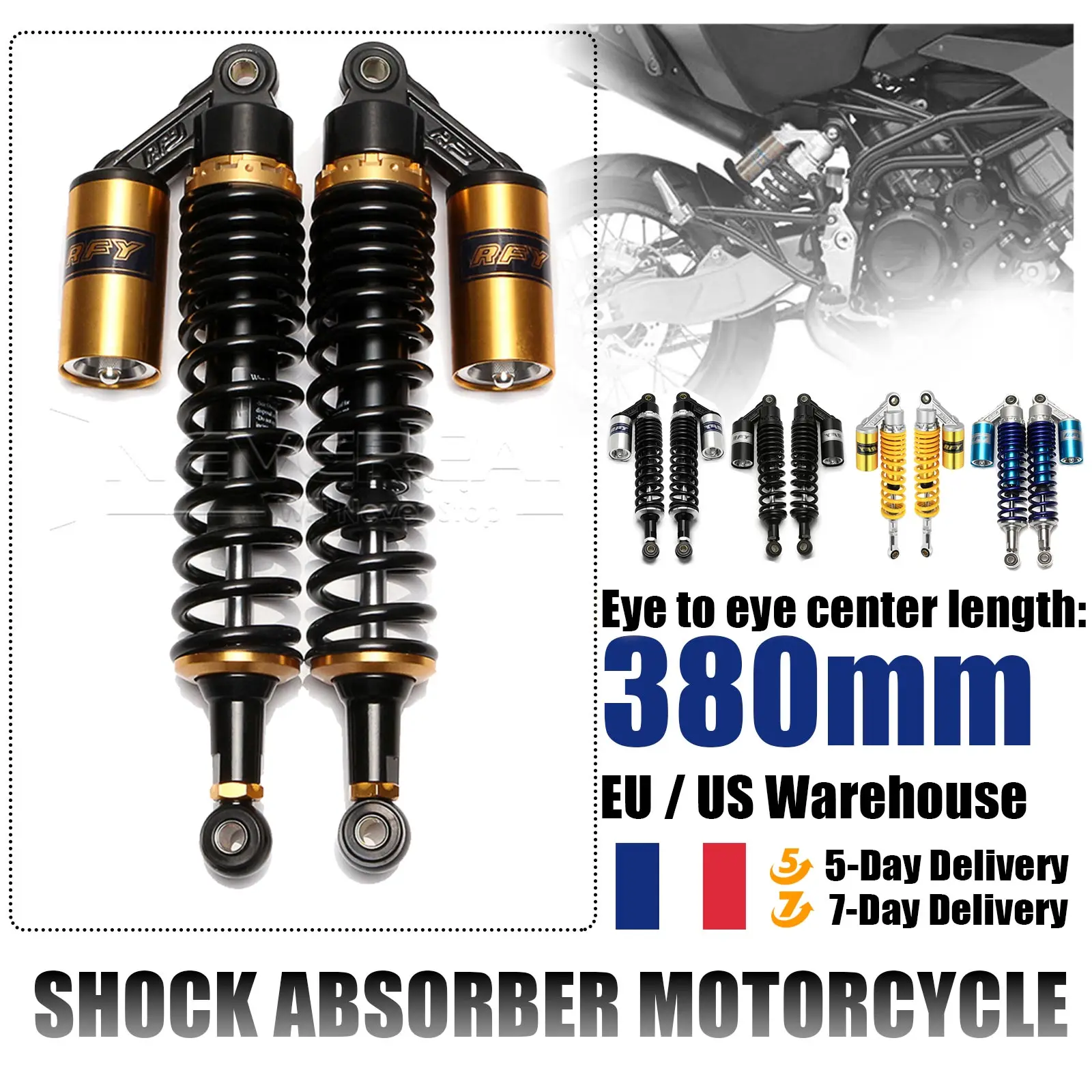 Amortiguador trasero de para motocicleta, suspensión neumática para Scooter, AVT, Motor, D20, 380mm, 15 '', 12mm de diámetro, 8mm AliExpress