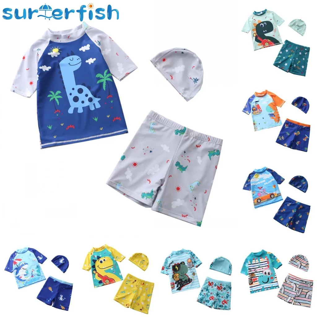 

Cool Children's Swimsuit Boys Dinosaur Short-sleeved Sunscreen Quick-drying Bathing Suit Kid Swimming Suit Toddler Baby Swimwear