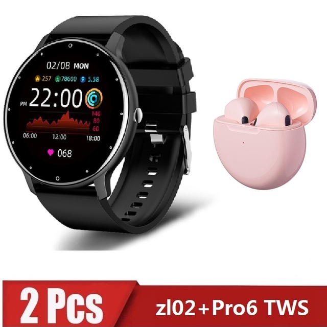 zl02 Pro6 TWS Smart Watch Men's Full Touch Screen Sports Fitness Watch IP67 Waterproof Bluetooth for Android ios