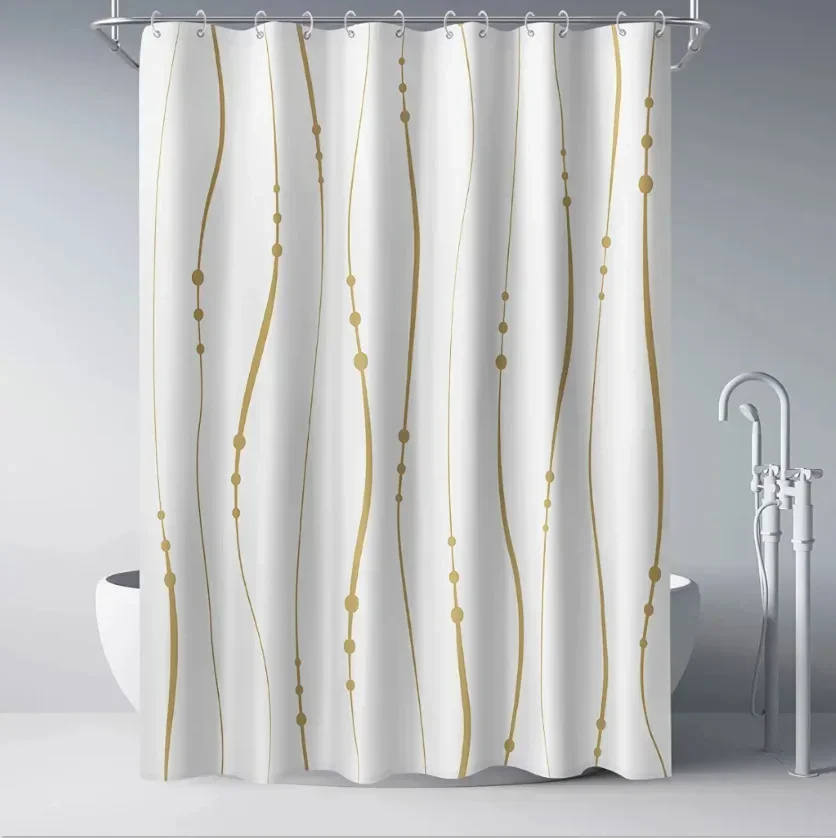 Creative Geometric Print Shower Curtains Red Black Gray Blue Simple Line Graphic Print Polyester Fabric Home Decor Bath Curtain 3