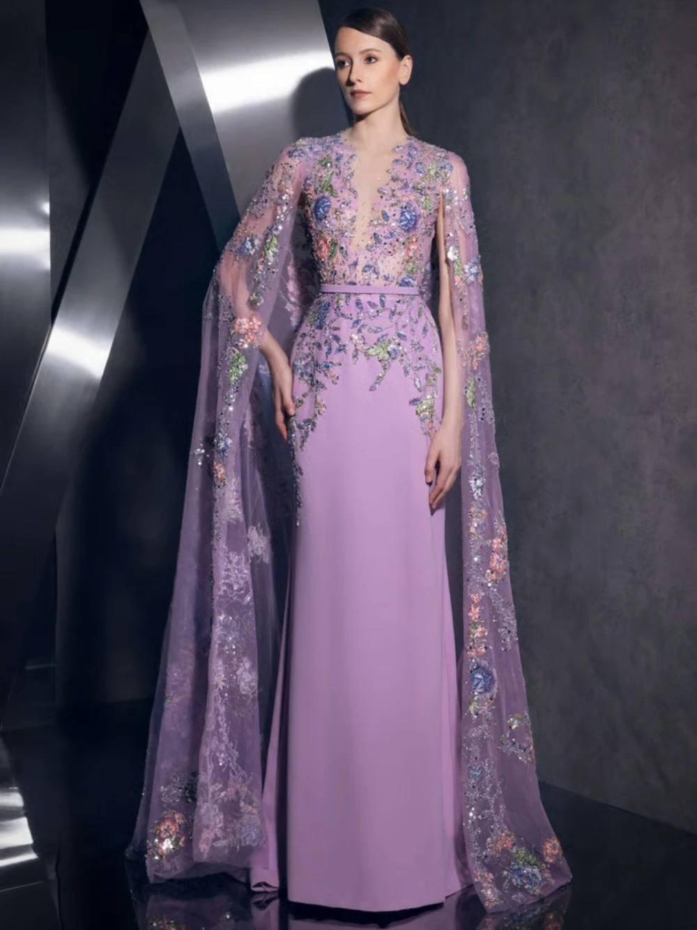 slim fit dress slacks Beaded Long Sleeve Formal Dresses A-Line Prom Dress 21625 Champagne / US14 main image 1