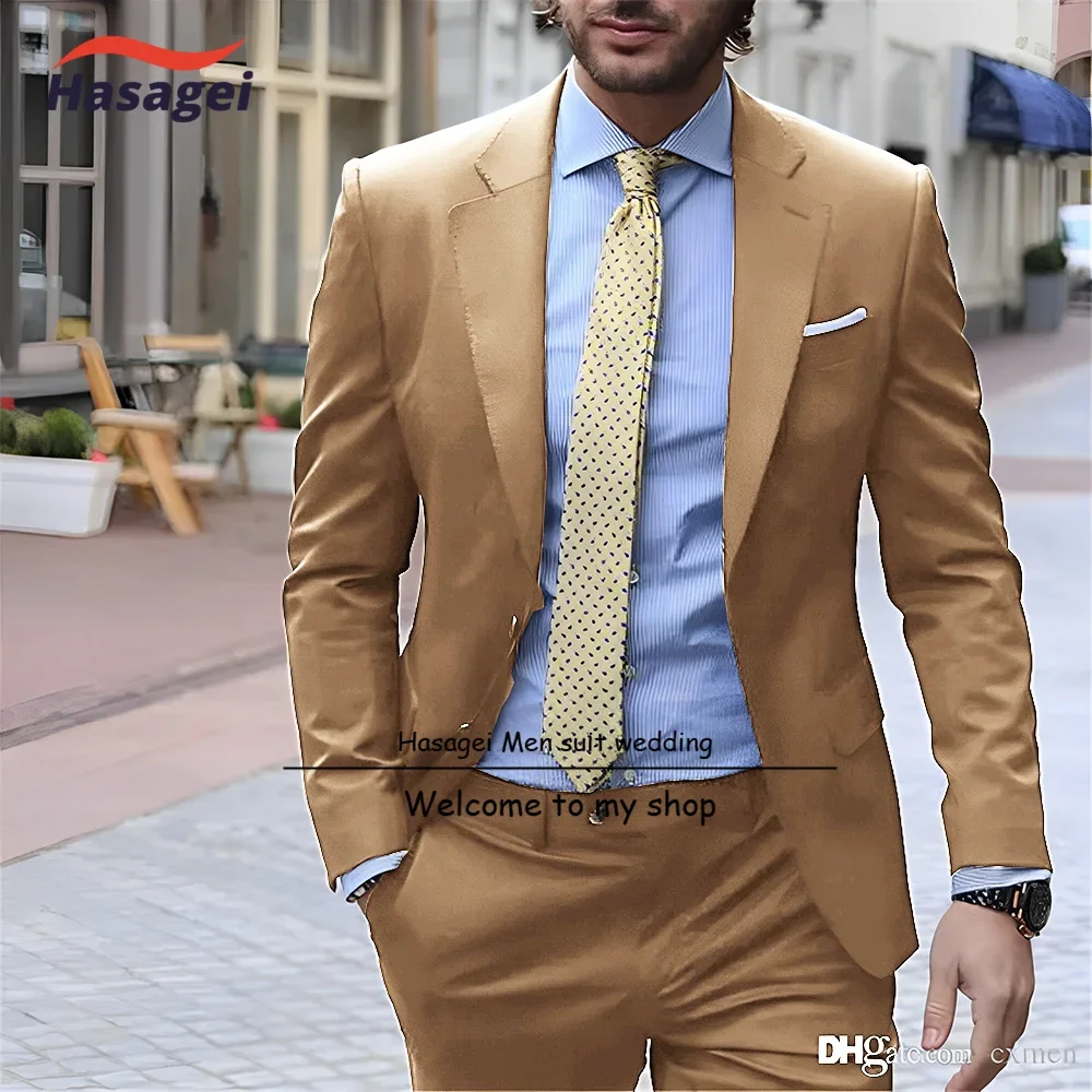 Men's Suit 2 Piece Set Business Formal Work Wear Slim Fit Pants Jacket Groom Wedding Tuxedo