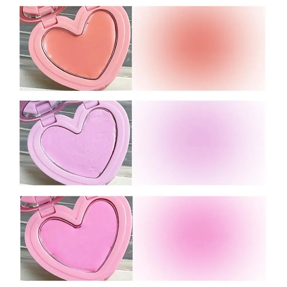 

Love Heart Shape Blush Cream Monochrome Smooth Cheek Tint Mud Blusher Palette Natural Matte Pink Purple Orange Face Rouge