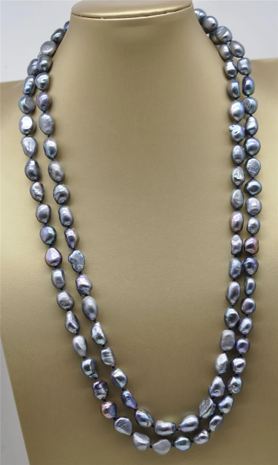 

HABITOO Rare Big 12-13MM Black Baroque Freshwater Cultured Pearl Necklace 50" Jewelry Chains Necklace for Woman Choker Chain