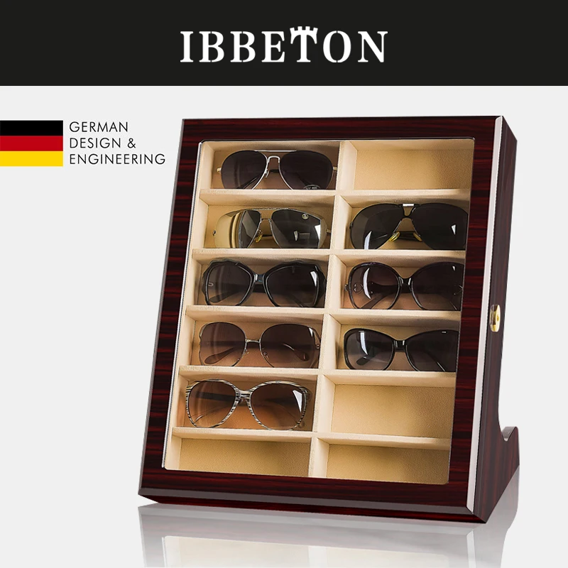 Caja de almacenamiento de lujo para estuches para gafas, de colección de madera de lujo para mujeres y hombres, exhibición de gafas con ventana superior - AliExpress