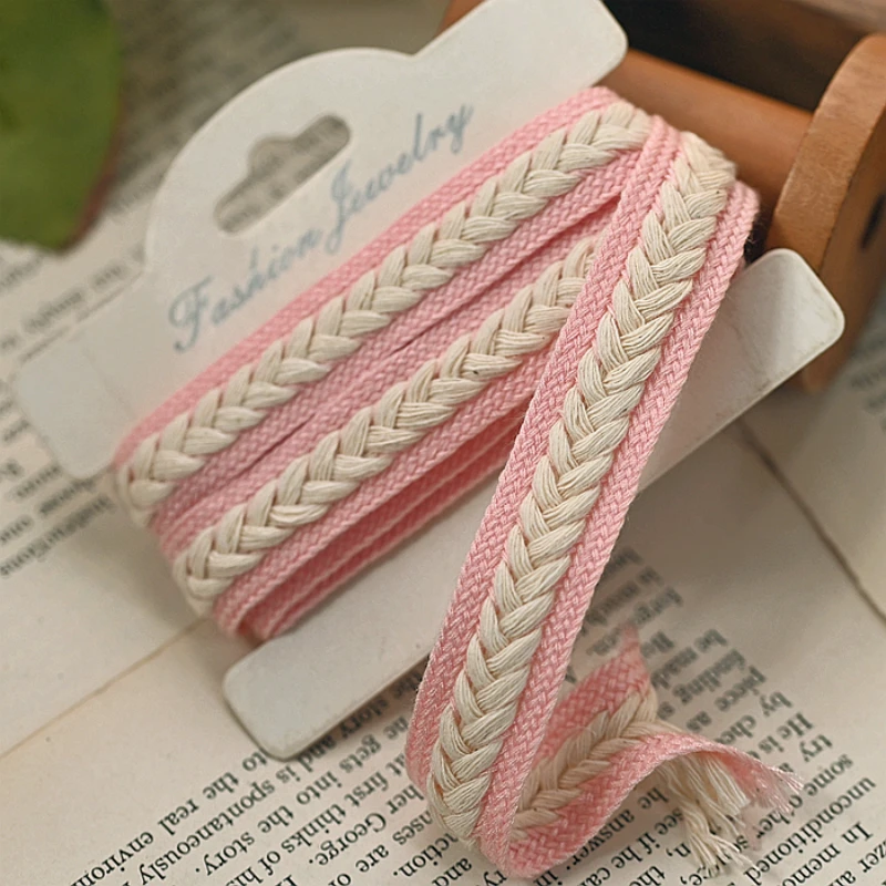 1.5CM Wide Color Cotton Braid Weaved Ribbon Frills Lace Collar Trim Fringe For Curtains Apparel Fabric Headwear Sewing DIY Craft