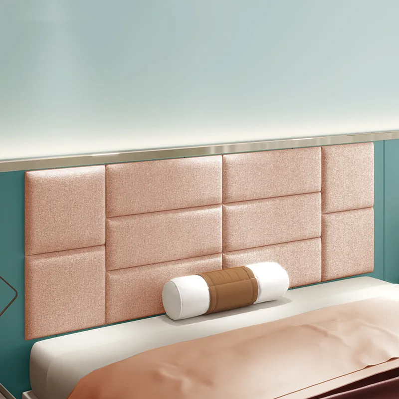 Peel and Stick Headboard 3D Wall Stickers Suitable Large Double Bed and Largesound Insulation Wallboard Padded Wallboard Home