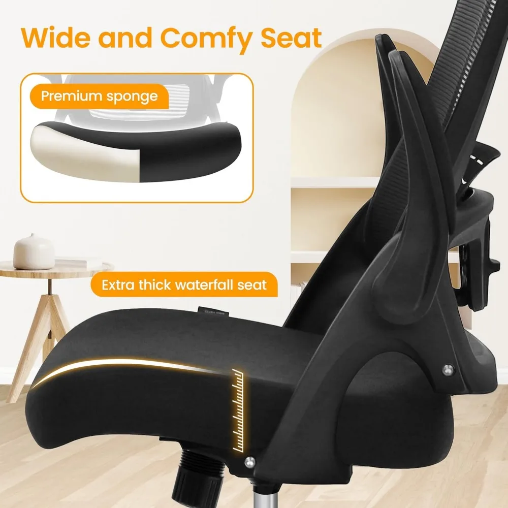 Ergonomic Office Desk Chair High Back Computer Gaming Mesh Chair with Comfy Task Adjustable Arms Lumbar Support Headrest 5