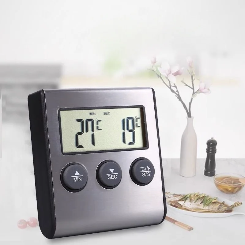 Food Thermometer Kitchen Digital Cooking Meat Temperature for Oven BBQ Grill Timer Function with Probe Heat Meter