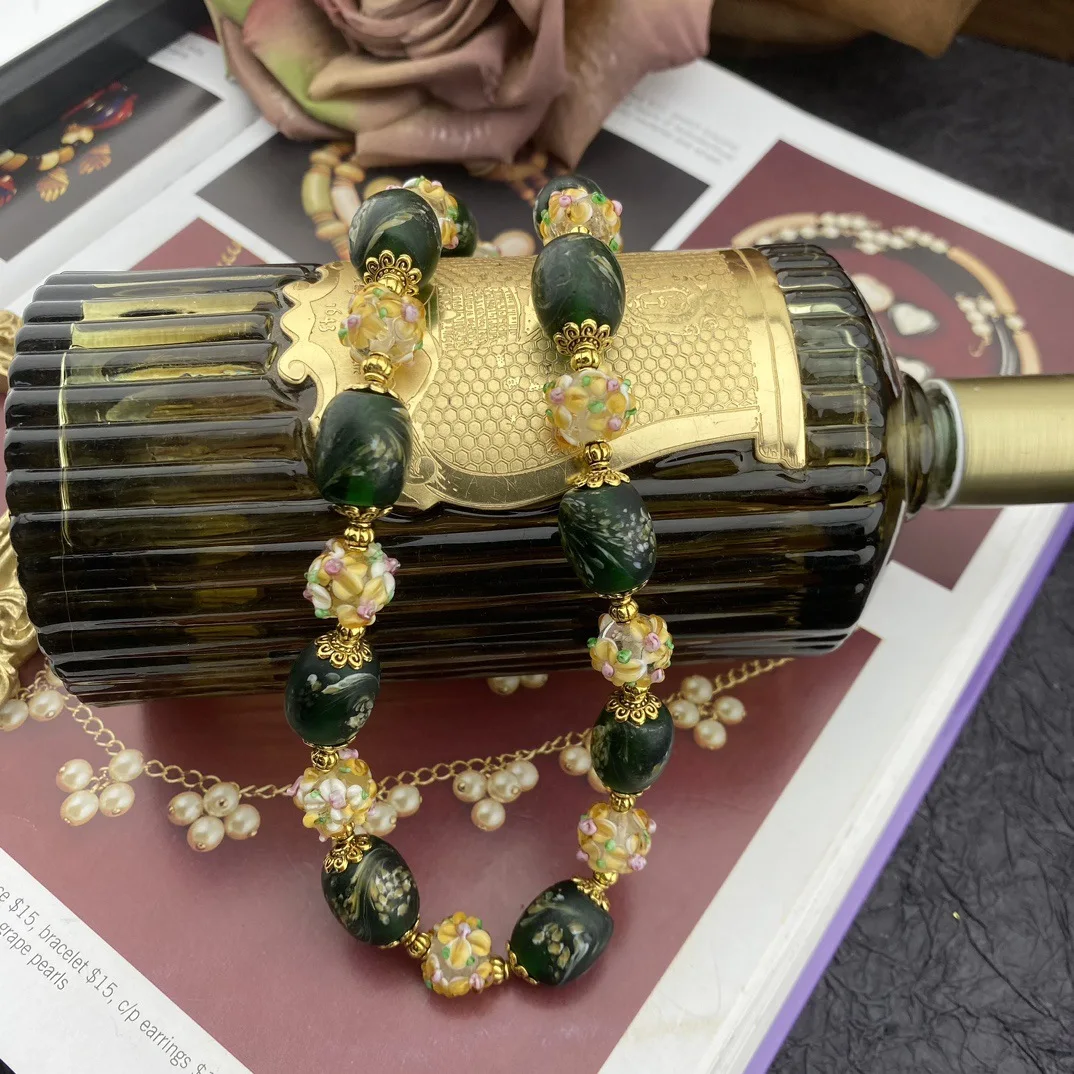 Vintage Temperament Handmade Glass beads Necklaces for womens girl gift  party Choker Jewelry Accessories