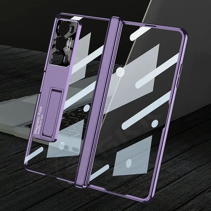 Luxury Plating Transparent Case for Honor Magic V2 Magnetic Hinge Outer Screen G