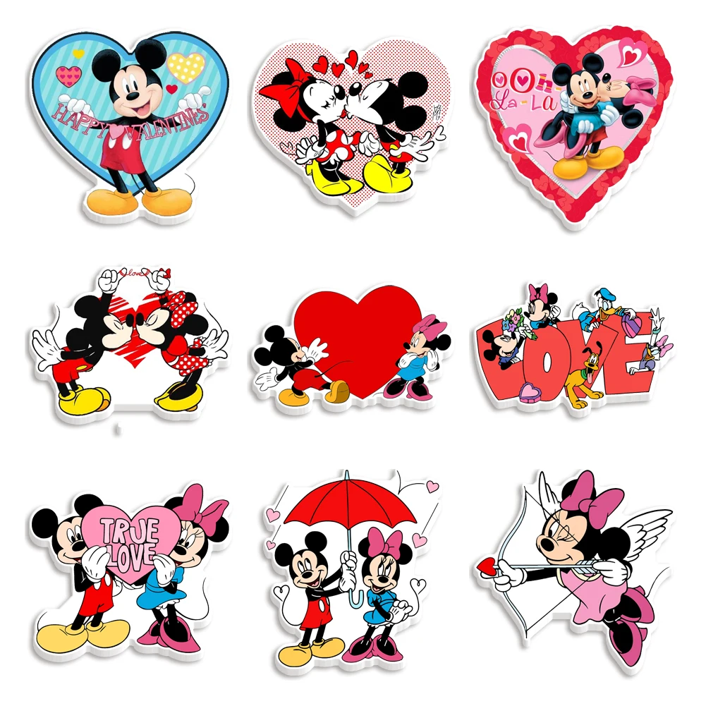 

10pcs/lot Disney Mickey Princess Stitch Valentine Series Acrylic Flatback Planar Resins Custom For Cheer Bows Materials