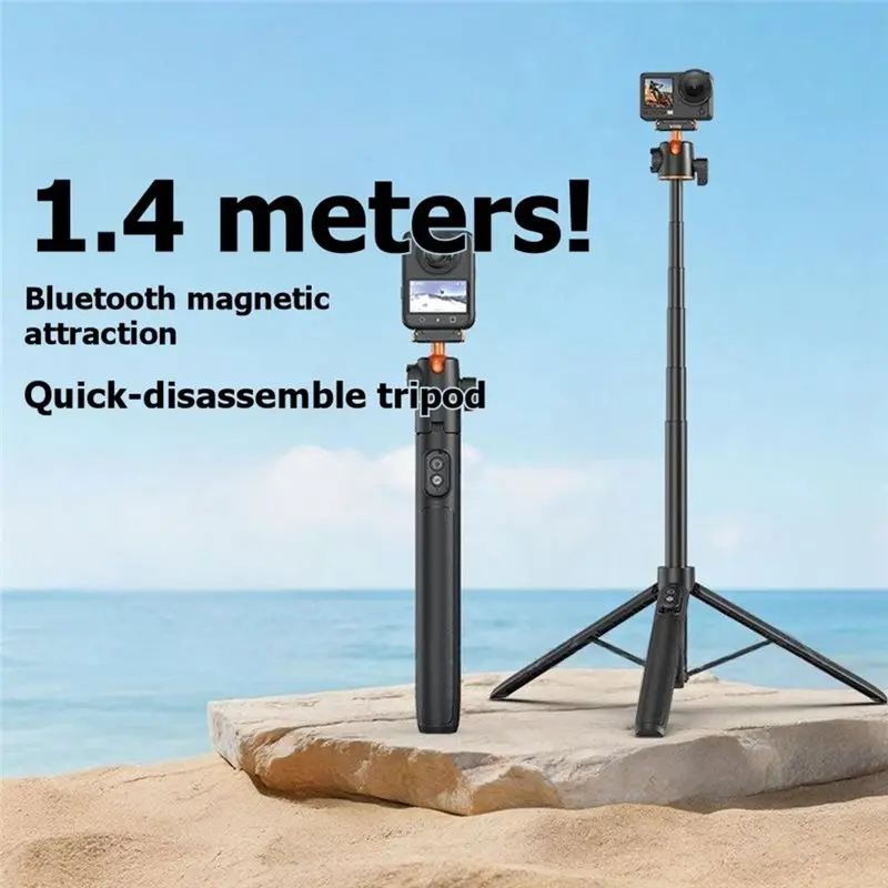 DJI Action 6용 FULL-AC-71S 140Cm 셀카봉 삼각대, 블루투스 리모컨 포함 나노 마그네틱 퀵 릴리스