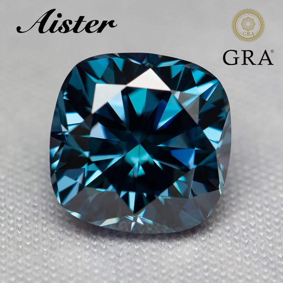 Nuovo Zaffiro Blu Moissanite Stone Sq Cushion Cut Pass Diamond Tester Con Rapporto Gra