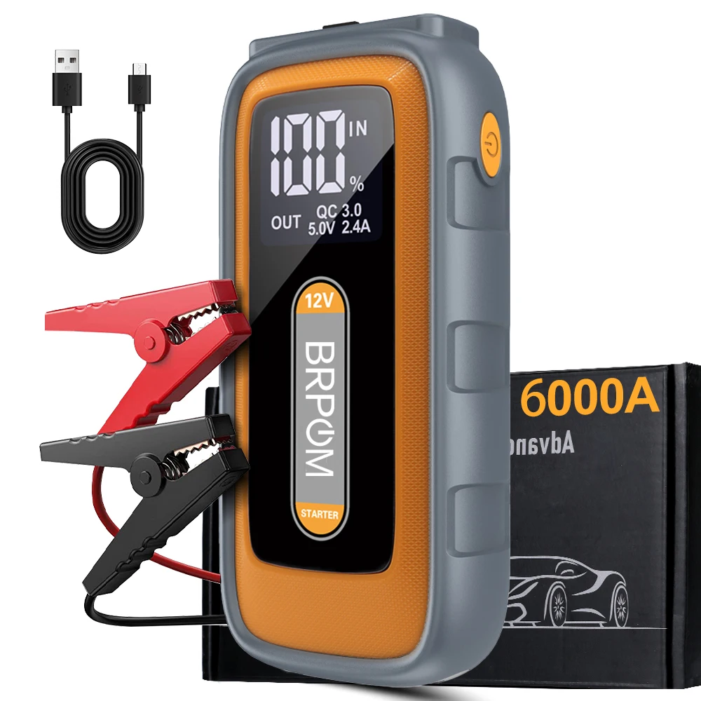 6000A Car Jump Starter Peak 12V 26800mAh Automatic Portable Battery Pack with Smart Jumper Cable and LED Light car jump starter,jump starter