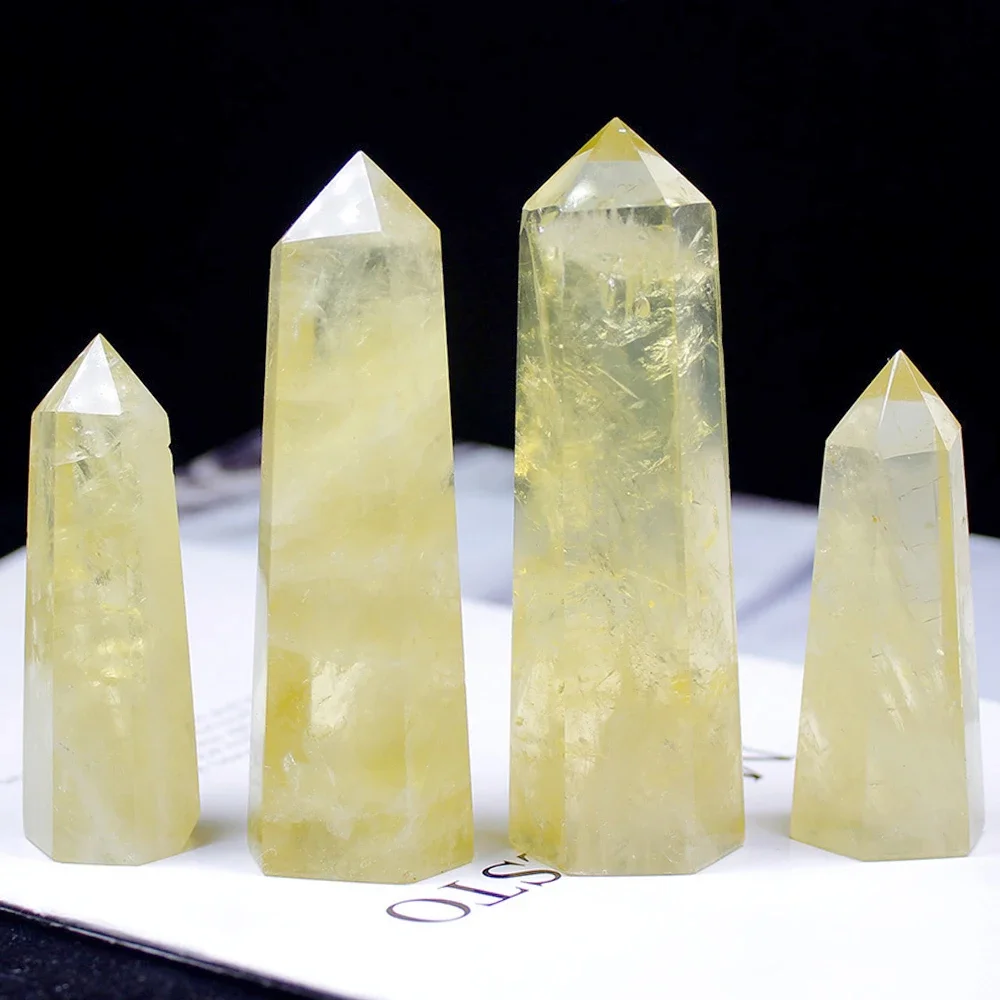 1PC Natural Citrine Column Yellow Crystal 4-8cm Home Decoration