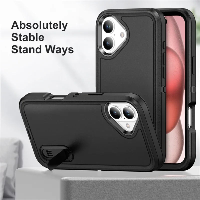 3 in 1 Hybrid Heavy Duty Armor Belt Clip Phone Case for IPhone 12 13 14 15 16 Pro Max XR 8 7 Plus SE Otter Case Box Back Cover_voghion.com