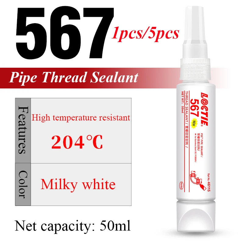 1 Pz 5 Pz 50Ml Loctite 567 Filo Sigillante Tixplo Anaerobico Colla Tubo Adesivo Sigillante Per Filetto M80 R3