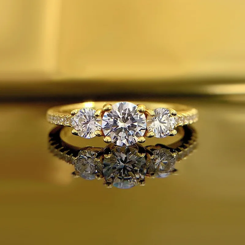 

New Wish Hot Selling Three Round Diamonds 5.0mm Zircon Ring, Cross border Hot Selling in Europe and America