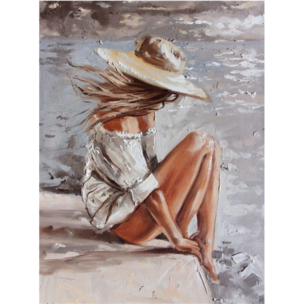 

Яркая Алмазная картина YI с портретом девушки, холст с принтом «сделай сам», украшение для дома, полное квадратное сверло, круглый набор для рукоделия для женщин