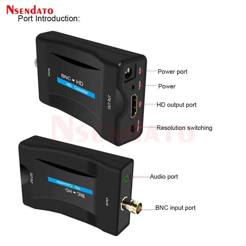 BNC To HDMI-Compatible Converter Adapter 1080P Video Audio Conversor Surveillance Monitor TV signal Converter with USB Cables