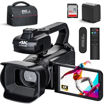 G-Anica 유튜브 캠코더, 4K 울트라 HD 카메라, 64MP 스트리밍 카메라, 4.0 인치 터치 스크린, 18 배 디지털 줌 비디오 카메라