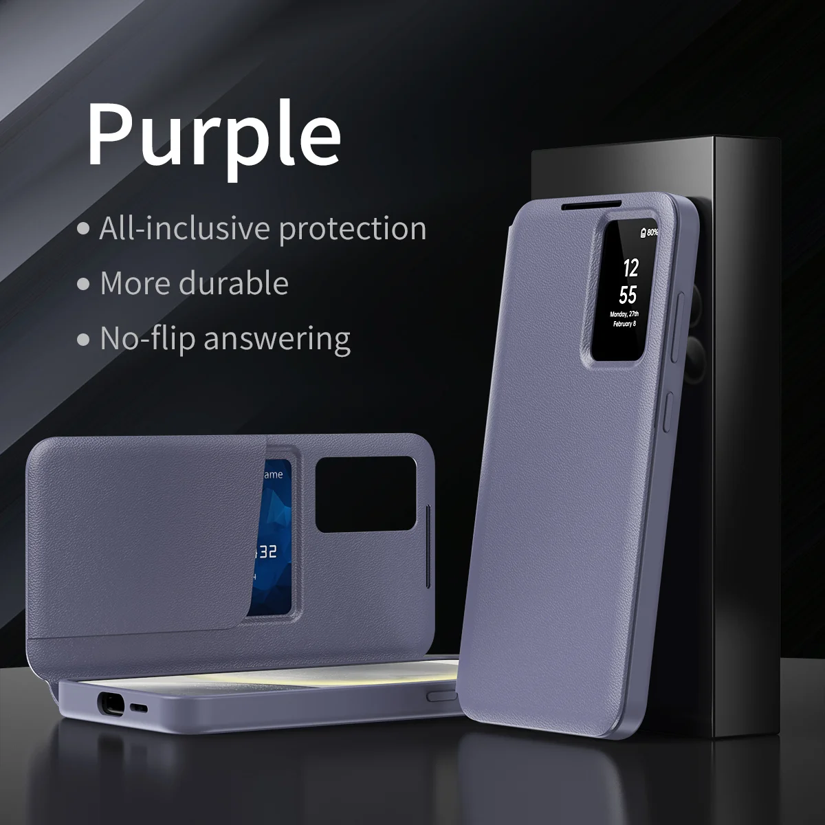 Smart Window Wallet Phone Case with Card Pocket Holder and Stand