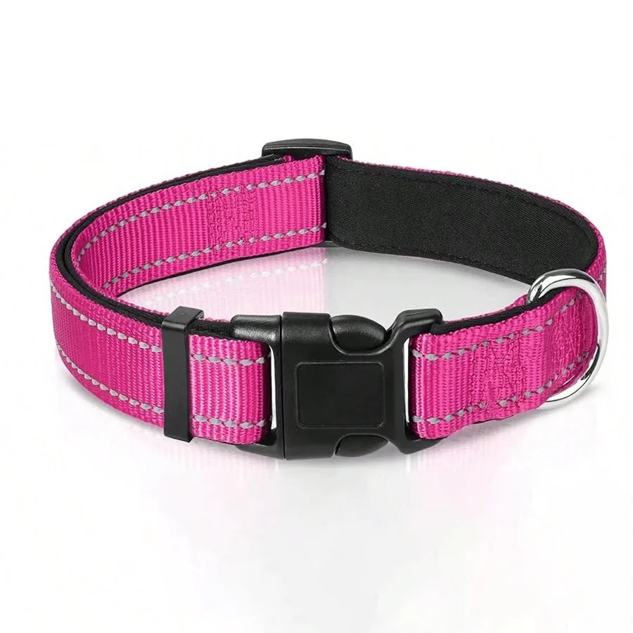 thumbnail image 1 of Collar reflectante para perros, suave, acolchado, transpirable, con rayas de seguridad, ajustable, bonito collar para cachorros, para perros pequeños, medianos y grandes, 1 of 5