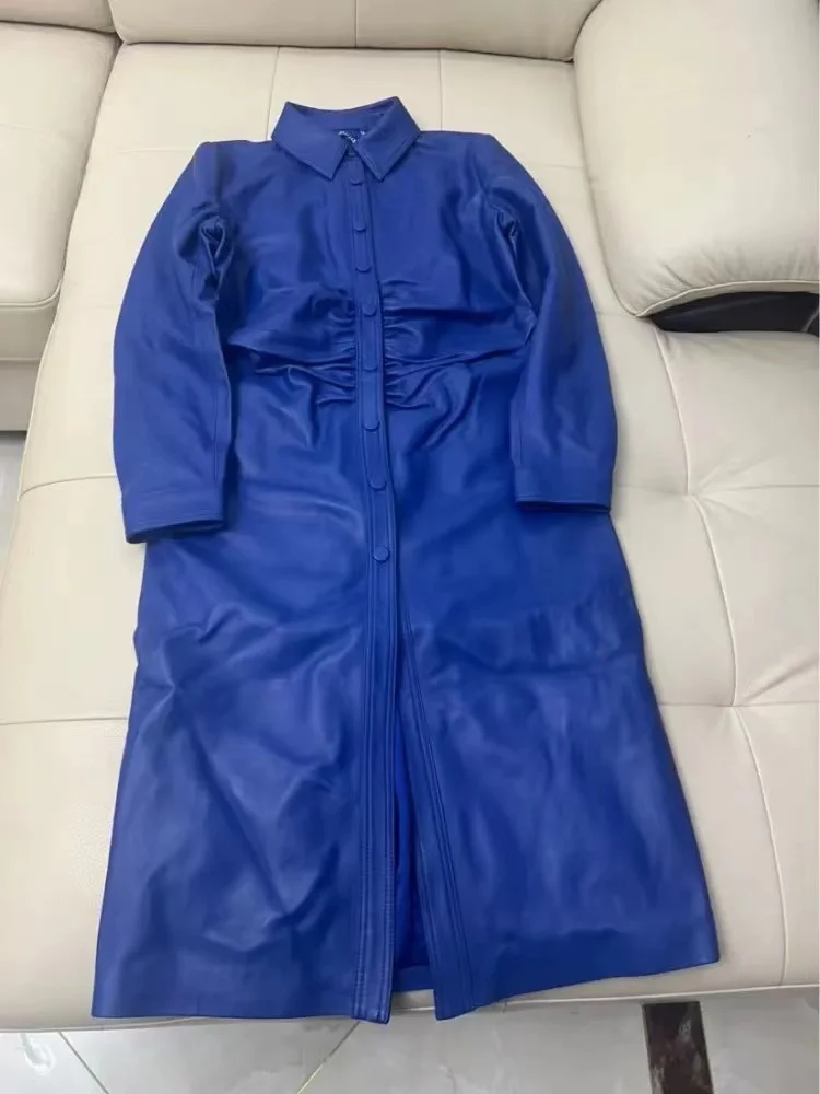 Long Leather Dress For Women High End Chic Female Slim Fit Camel Coat Wrinkled Waist Single Breasted Vestido Largos Robe Femme - AliExpress 200000345 Long Leather Dress For Women High End Chic Female Slim Fit Camel Coat Wrinkled Waist Single Breasted Vestido Largos Robe Femme - AliExpress 200000345