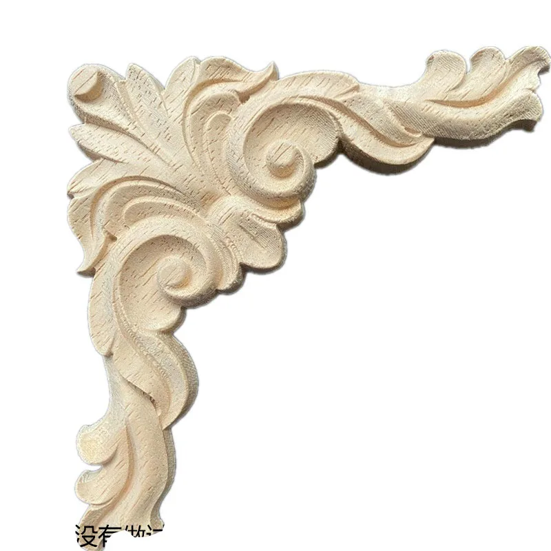 

13cm 20cm Woodcarving Corner Decal Unpainted Wood Decal Corner Onlay Applique Frame Home European 3D Rose Decor Home Decor