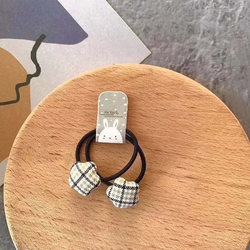2 stücke Samt Herz Plaid Stern Taste Elastische Haar Bands Gummi Haar Seil Krawatte Mädchen Haar Scrunchie Pferdeschwanz-halter Gum zubehör – Detail 21