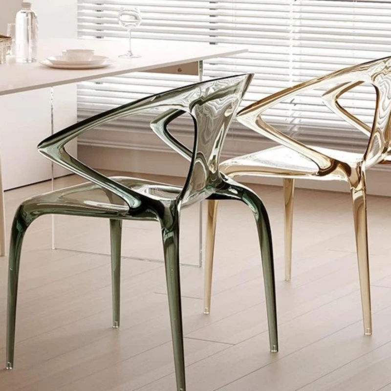 Modern Acrylic Transparent Dining Chair AVA Designer Chair Luxury Crystal Clear Backrest Seat Creative Home Vanity Accent Chair