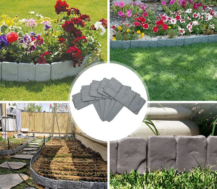 Insert Plastic Garden Edging Stone Border Garden Lawn Border, Simulation stone fence 4