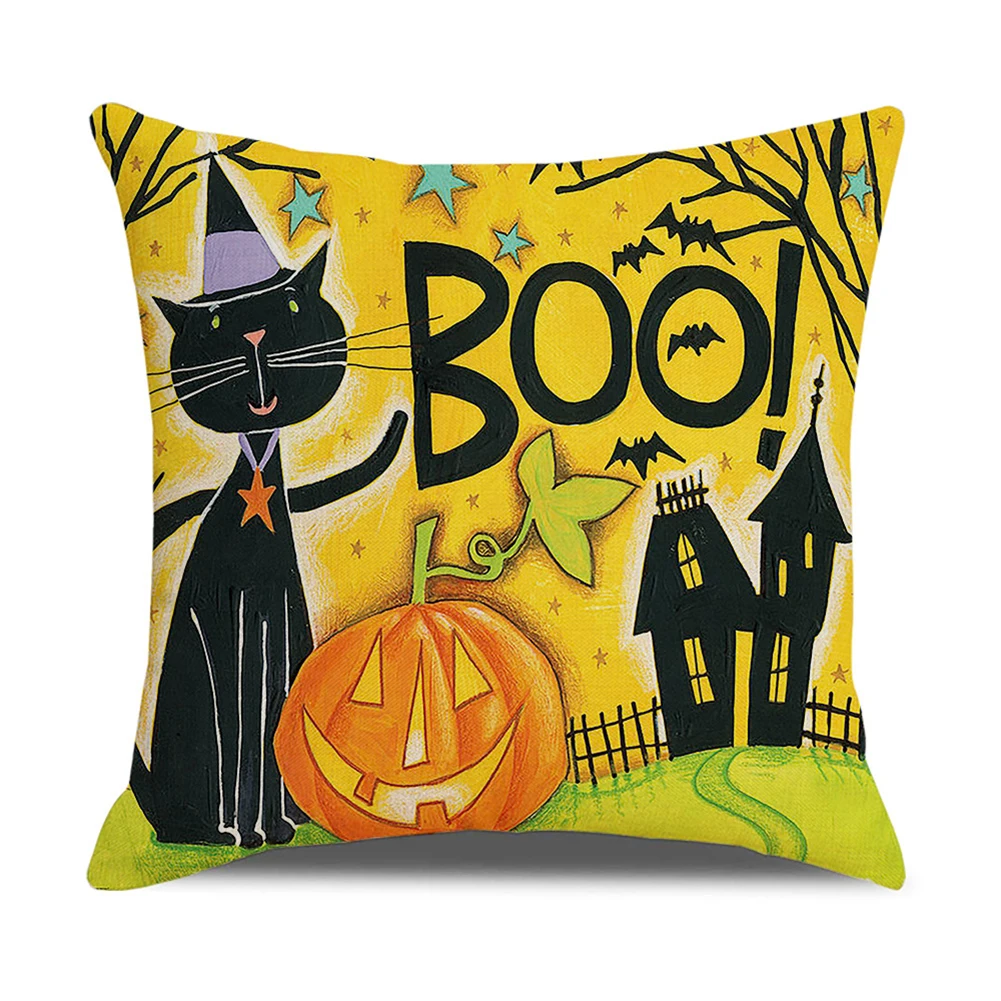 

Brand New Pillowcase Alphabet Home Halloween Printed Throw Holiday Pillow Cover Multi-Color Color Pillow Cover Pumpkin