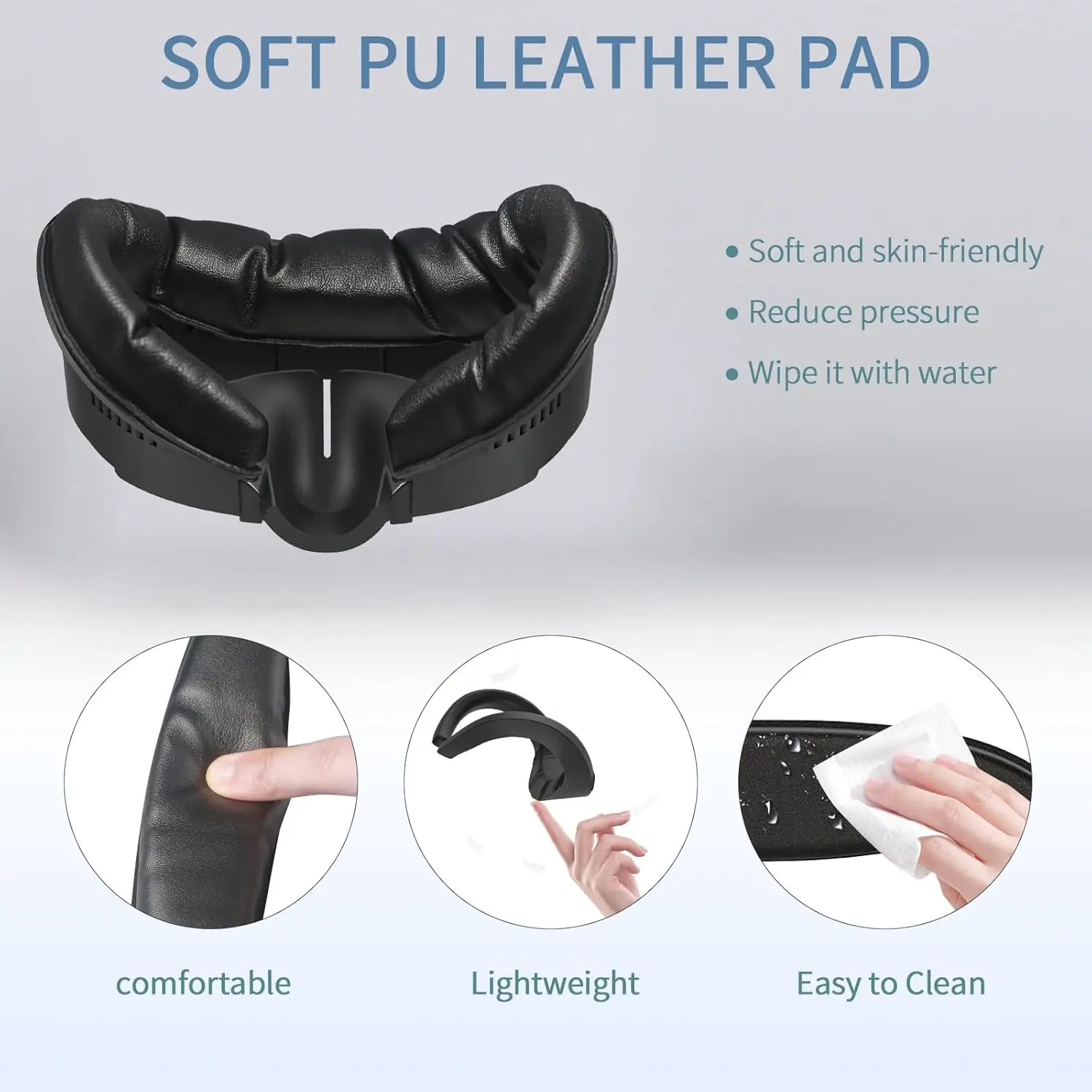 Face Pad 3PCS Thickening Cooling PU Leather Cushion Mesh Cloth Pad For Oculus quest 3 VR Accessories Set VR Face Pad Facial Interface Cushion Pad