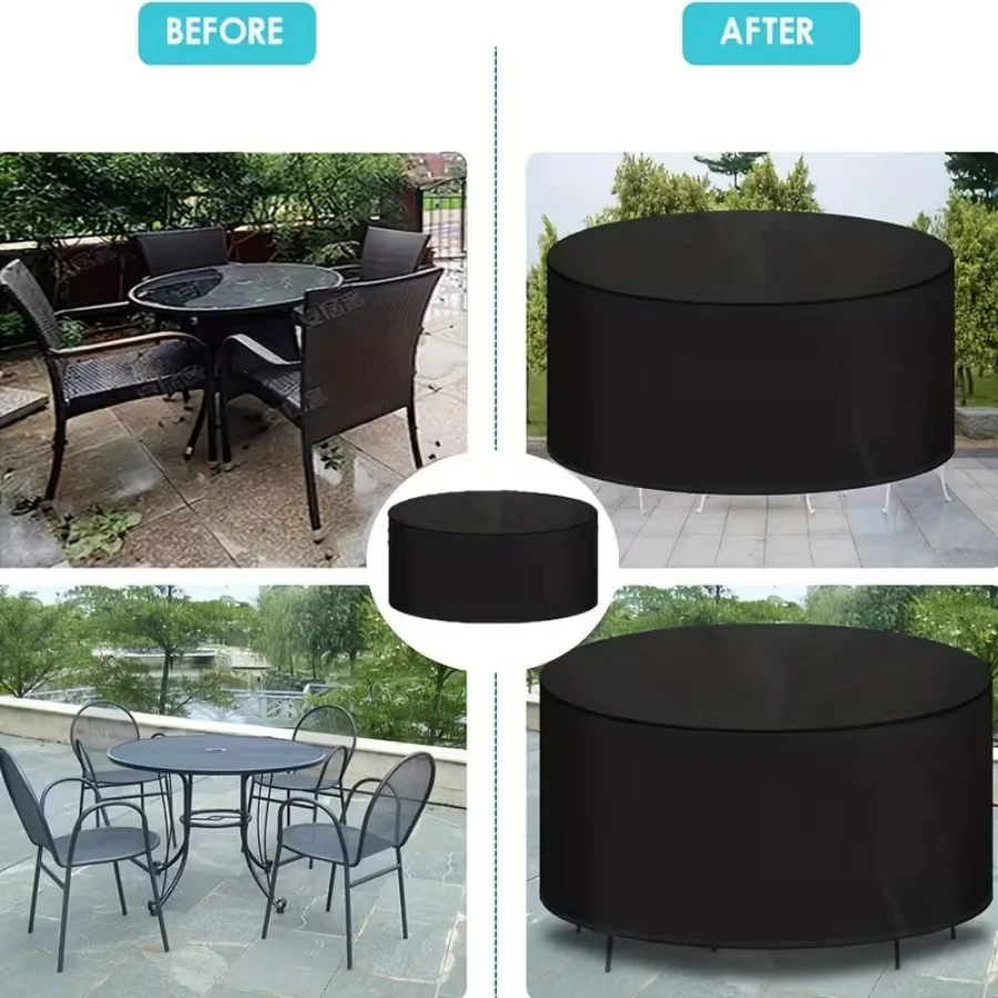 Waterproof Round Outdoor Furniture Protective Cover – Durable Oxford Fabric for Rain, Snow, and Dust Protection
