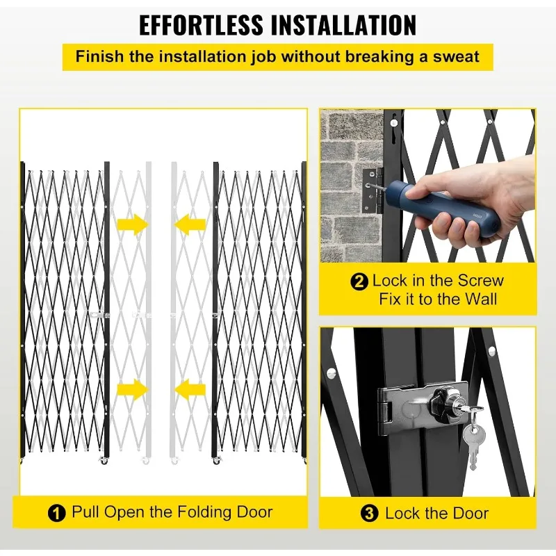 Bi-fold Security Door 87" High X 150" Wide Folding Door Flexible Extension Security Door Scissor Door or Keyed Door Bi-folding 5
