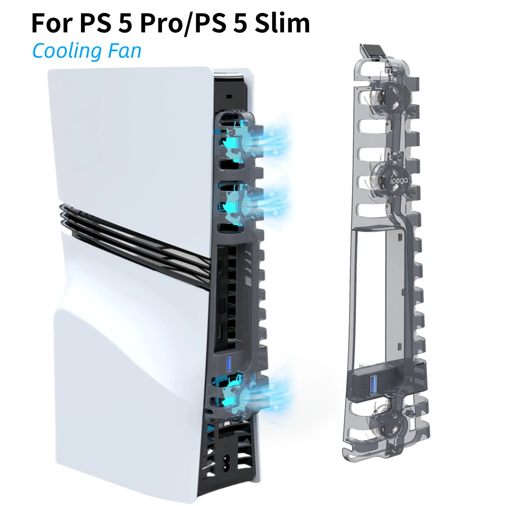 Cooling Fan for PS5 Pro/PS5 Slim USB Vertical Radiator W/LED