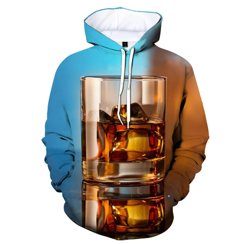thumbnail image 1 of Sudadera con capucha y estampado 3D de vino y whisky para hombre, sudadera con capucha de manga larga de gran tamaño, jerséis casuales y geniales para la calle, ropa para hombre, 1 of 4