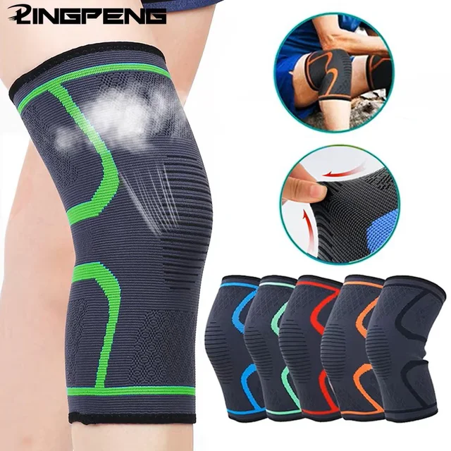 1PC Fitness course cyclisme genouillère bretelles élastique en Nylon Sport Compression genouillère manchon pour basket-ball volley-ball 1