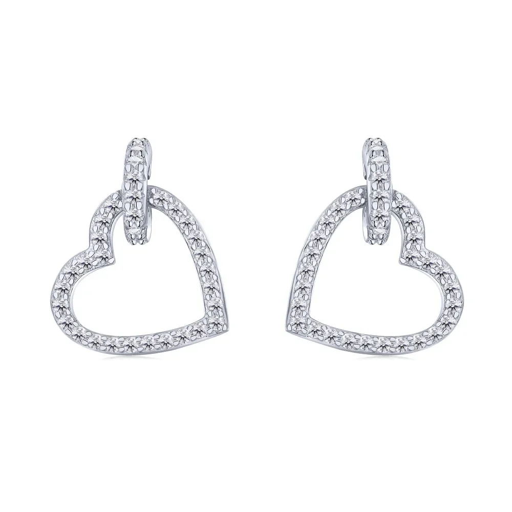 Karoch 100% S925 White Fungus Light Luxury Peach Heart Orecchini Con Zirconi Vuoti Classic Super Fairy Love Jewelry Sale Money