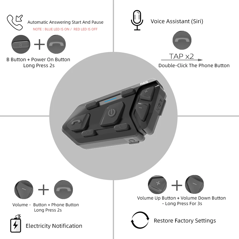 Tanie WAYXIN R6s kask z zestawem słuchawkowym interkom motocyklowy wodoodporny Bluetooth 5.0 DSP sklep