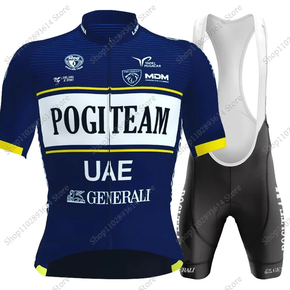 Pogi Team UAE Cycling Jersey Set Summer Mens Short Sleeve Clothing Road Bike Suit Bicycle Shirt Bib Shorts Maillot