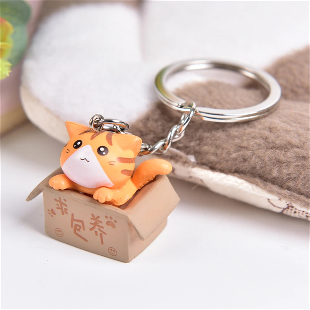 Cute Cartoon Pet Cat Keychain Lucky Fortune Carton Cat Toy Key Ring for Women Men Car Handbag Phone Case Pendent Couple's Gift